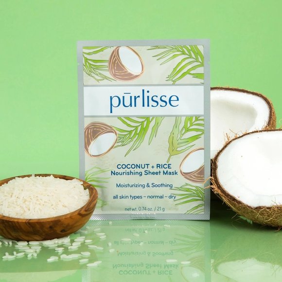 COCONUT + RICE NOURISHING SHEET MASK by PURLISSE x 6 - Picture 1 of 3